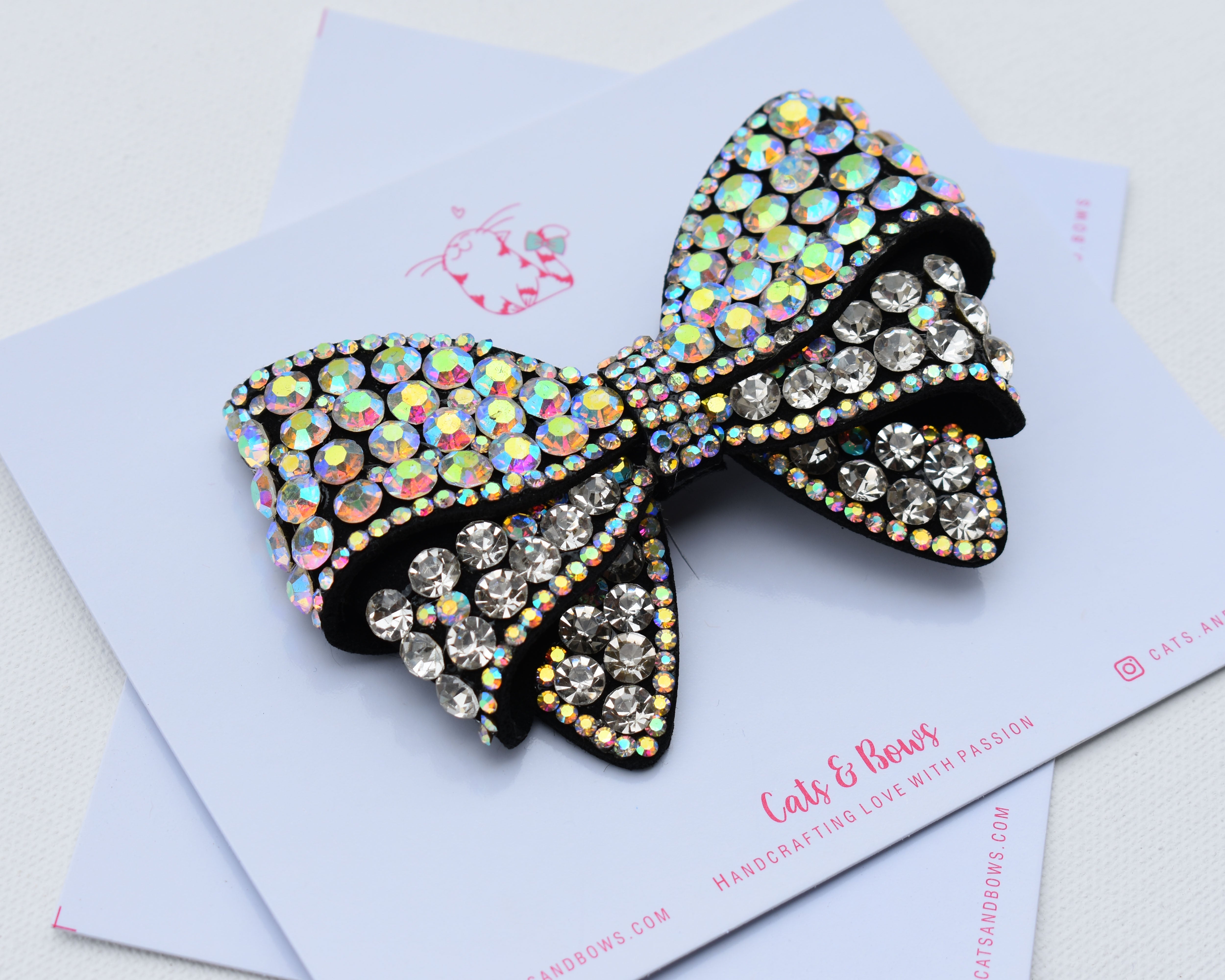 Galaxy Black Bejeweled Bow Cats&Bows