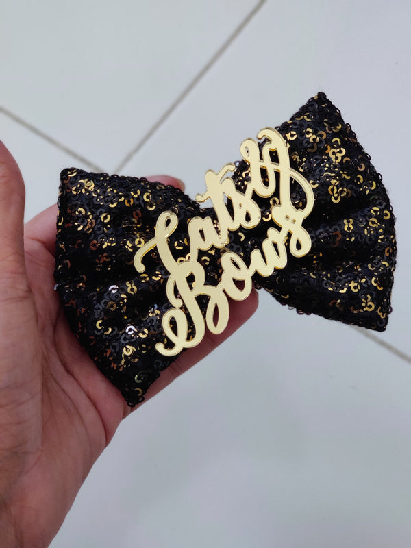 Gold Black Sequin Bow