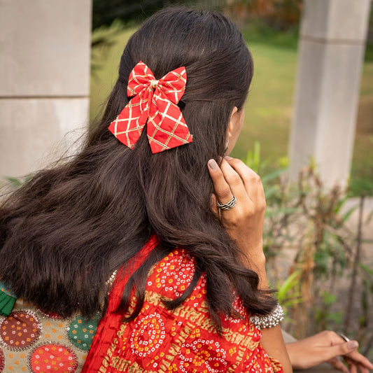 Gotta Patti Red - Navratri Bow