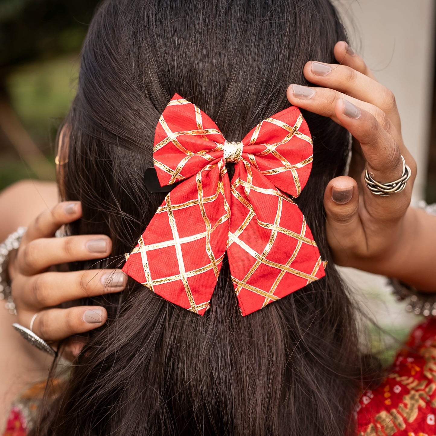 Gotta Patti Red - Navratri Bow