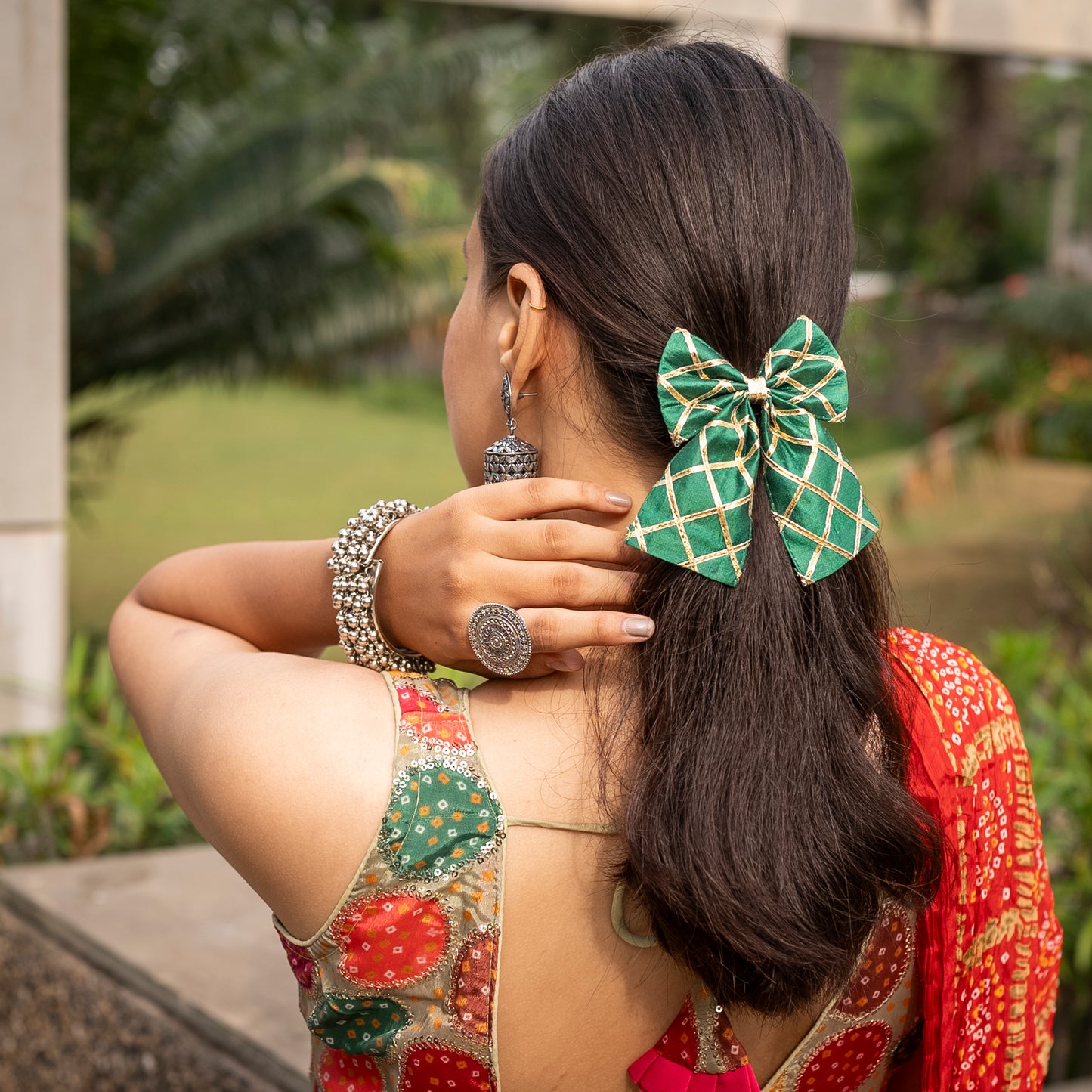 Gotta Patti Green - Navratri Bow