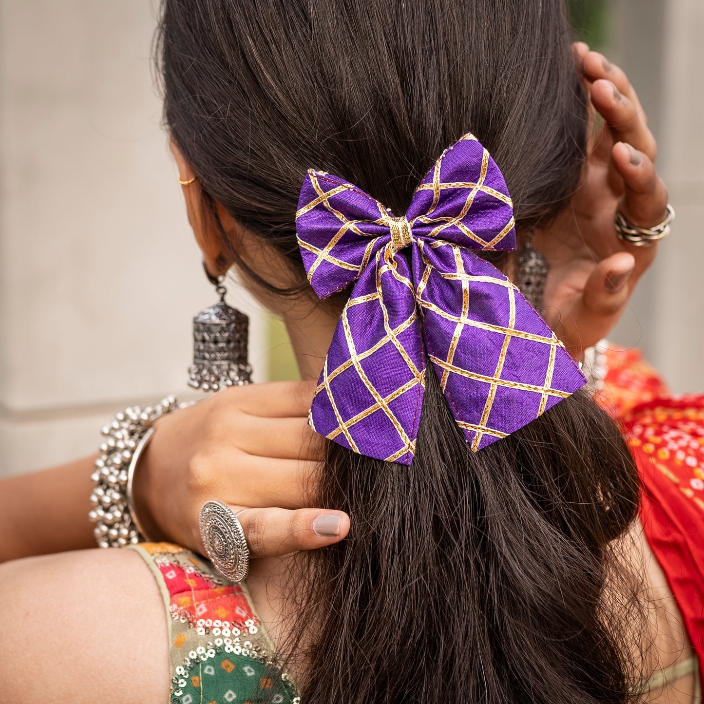 Gotta Patti Purple - Navratri Bow