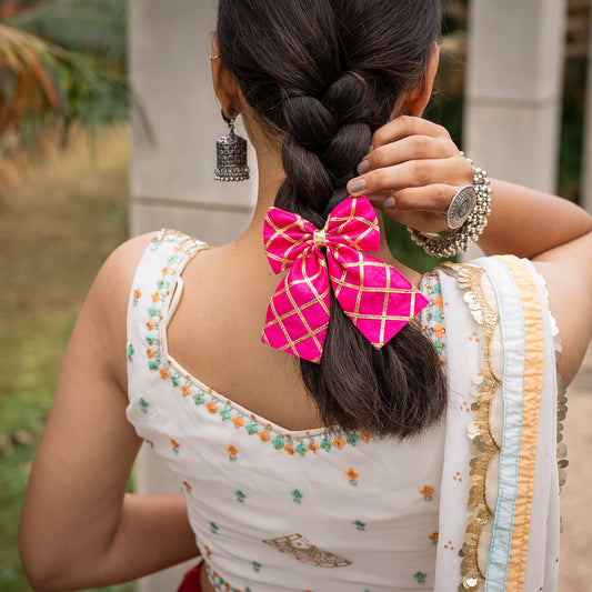 Gotta Patti Pink - Navratri Bow