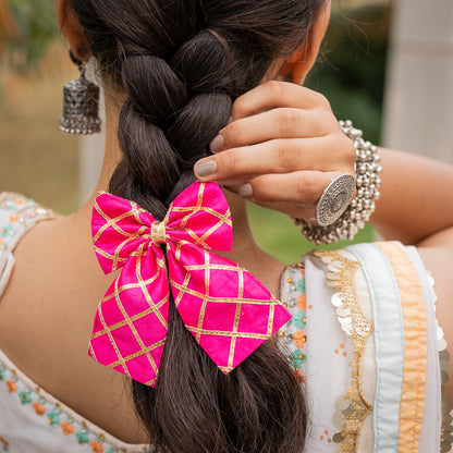 Gotta Patti Pink - Navratri Bow