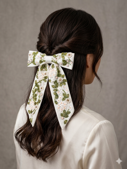 Bloom Embellished Bow Barrette