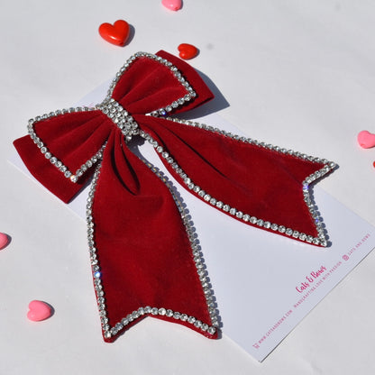 Scarlett Velvet Embellished bow - Maroon