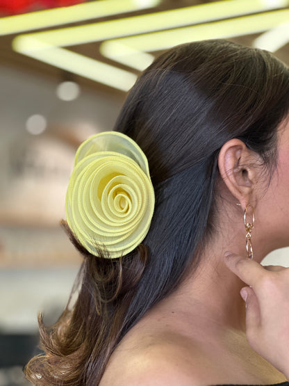 Roselle Lilac, Butter Yellow , Mauve - Flower Hair Claw Clip