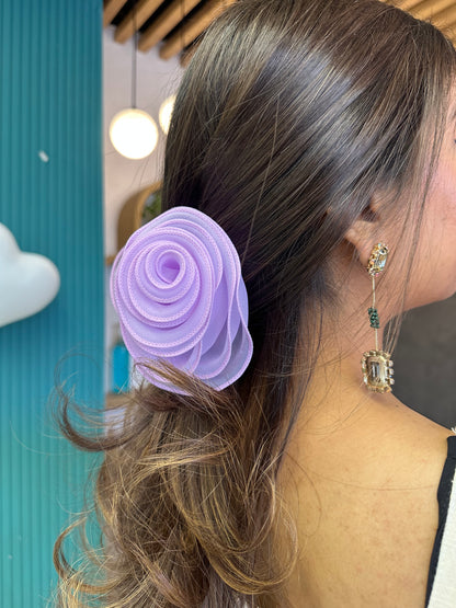 Roselle Lilac, Butter Yellow , Mauve - Flower Hair Claw Clip