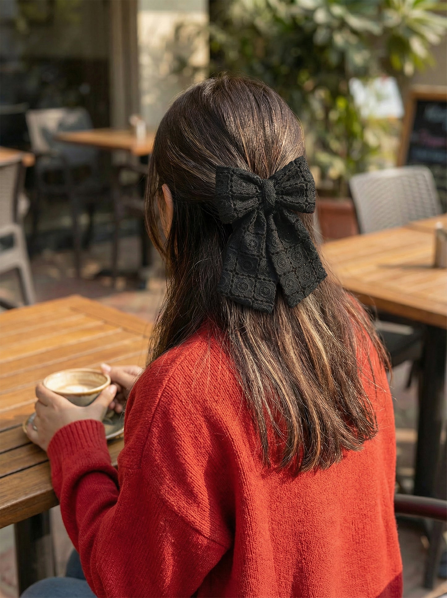 Lacely  Black - Midi Tail Hair Bow
