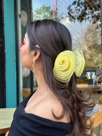 Roselle Lilac, Butter Yellow , Mauve - Flower Hair Claw Clip