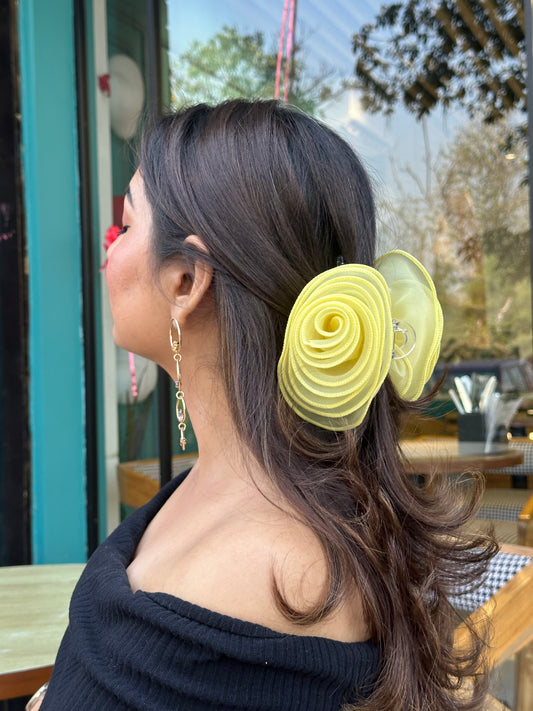 Roselle Butter Yellow- Flower Hair Claw Clip