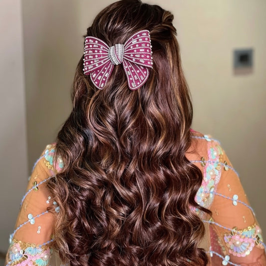 Blaze Mesh PINK - Bejeweled Bow