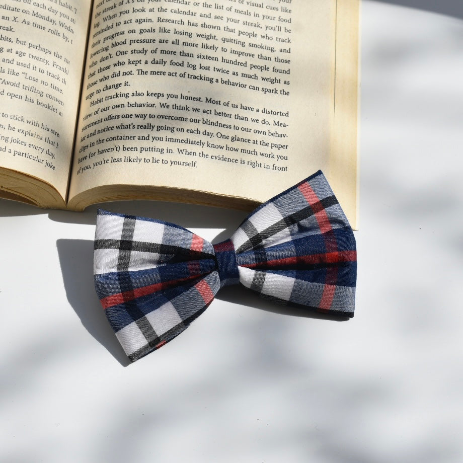Blue check - Sleek Classic hair Bow