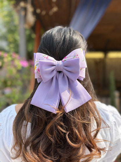 Floral Shorty Parisian bow - Lilac