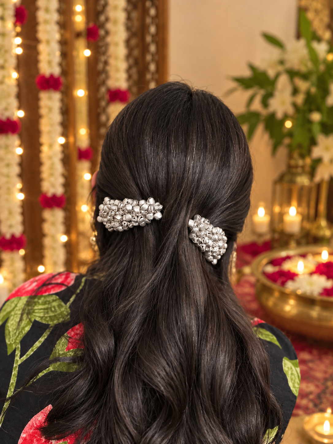 Ghungroo silver clips - Navratri clip set