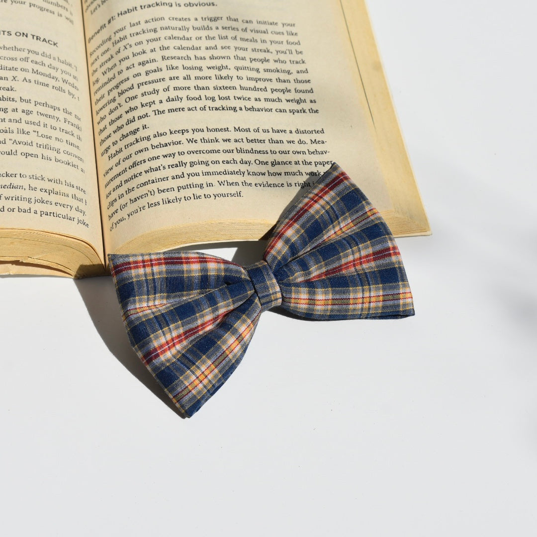 Check Blue Creme - Sleek Classic hair Bow