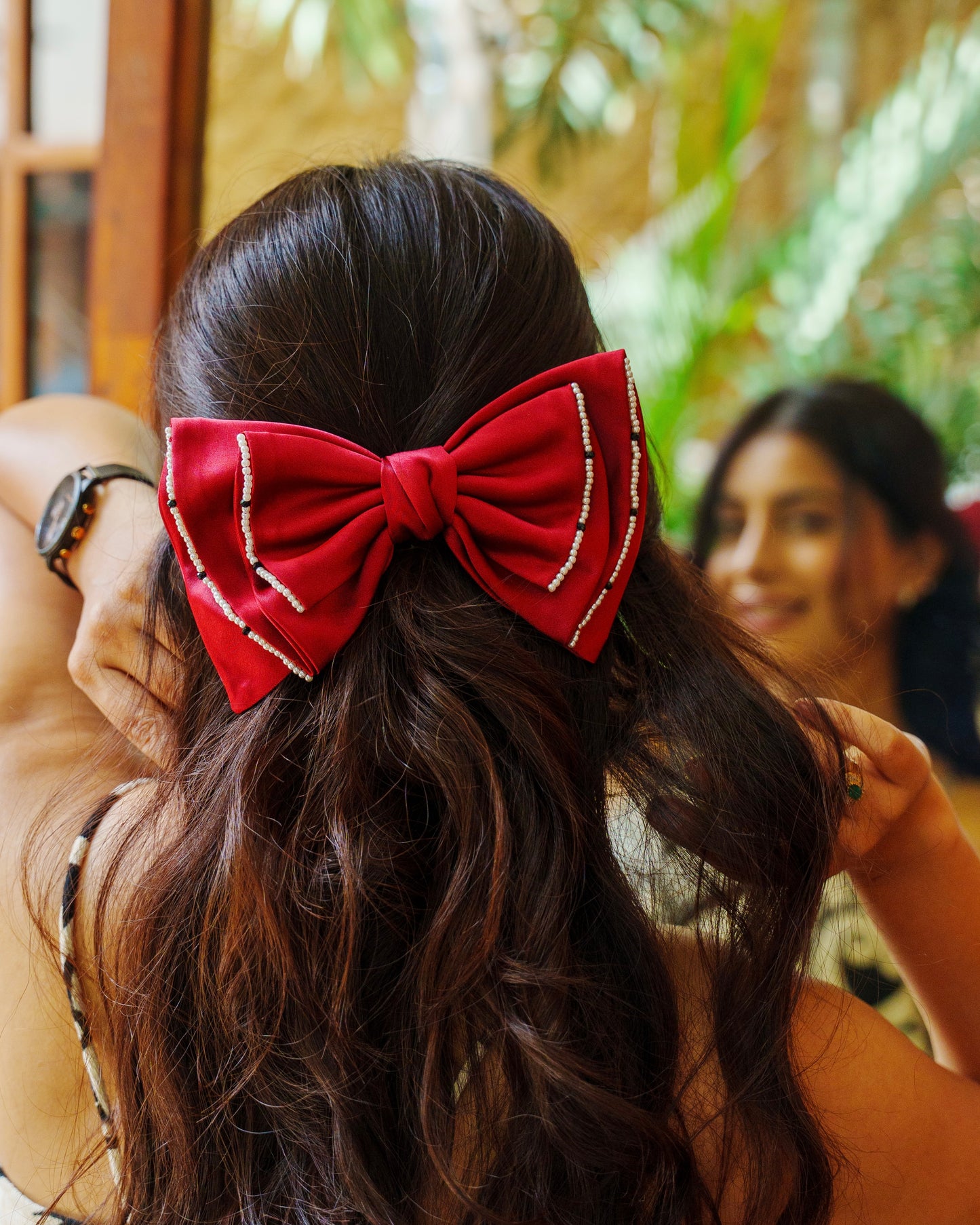 JULIET BOW - Maroon Satin Parisian Bow