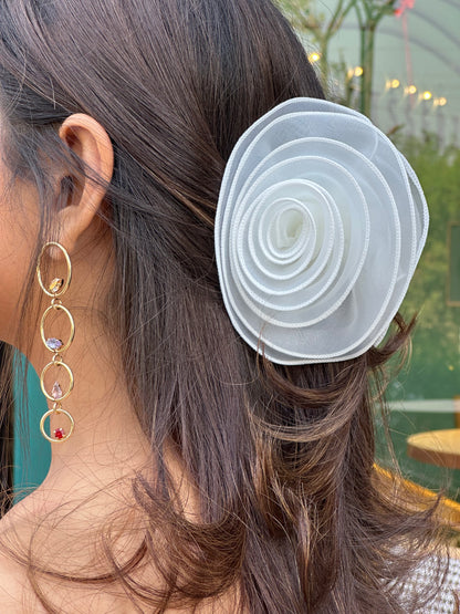 Roselle White - Flower Hair Claw Clip