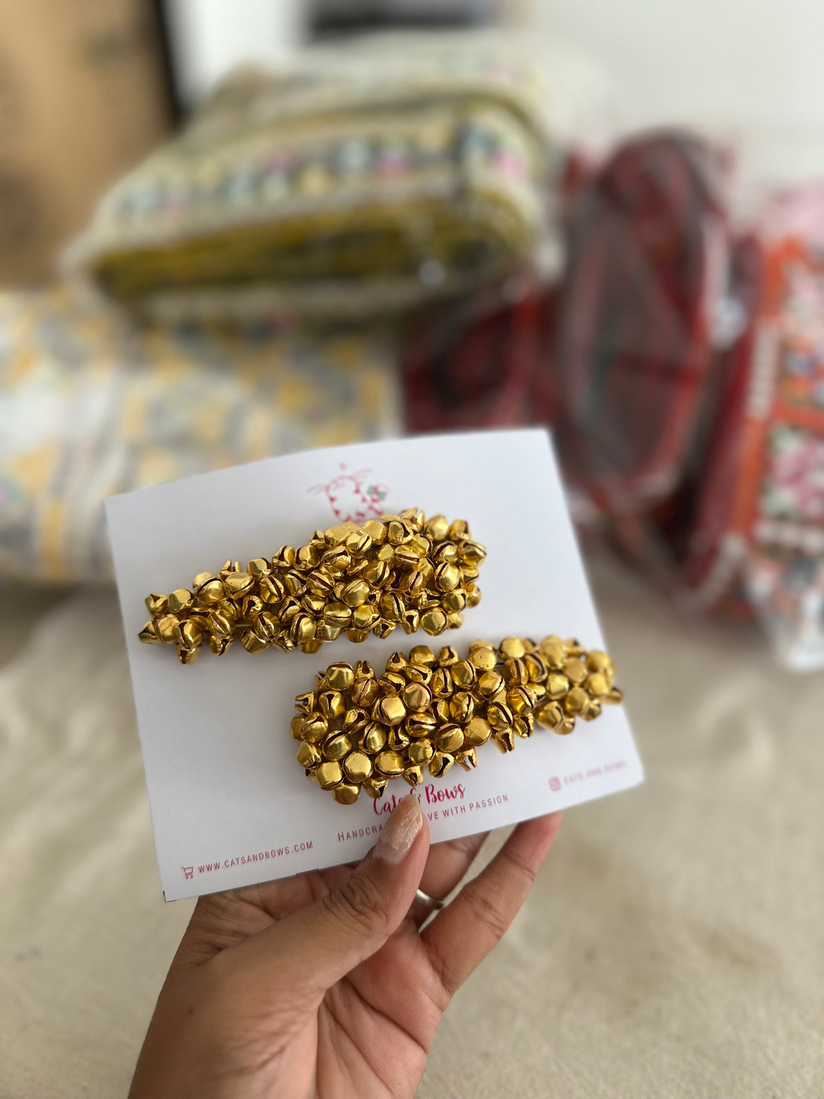 Ghungroo gold clips - Navratri clip set