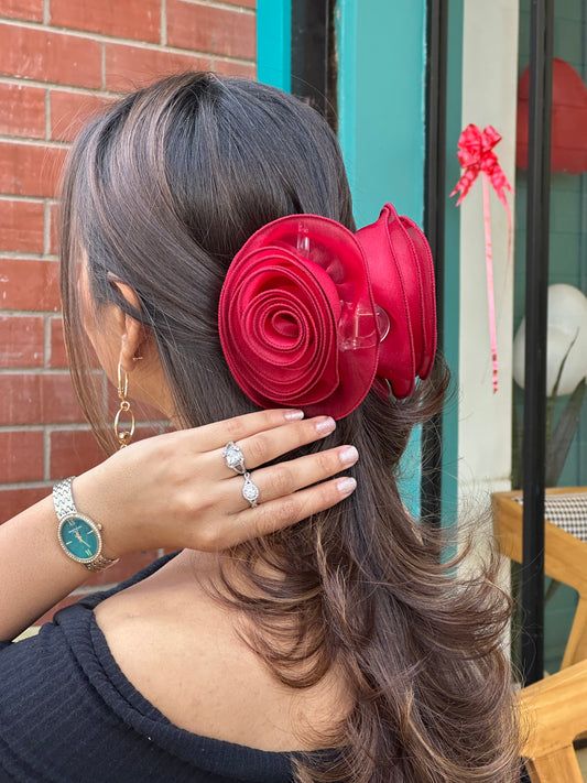 Roselle Maroon - Flower Hair Claw Clip