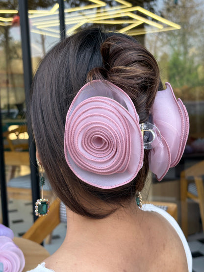 Roselle Lilac, Butter Yellow , Mauve - Flower Hair Claw Clip