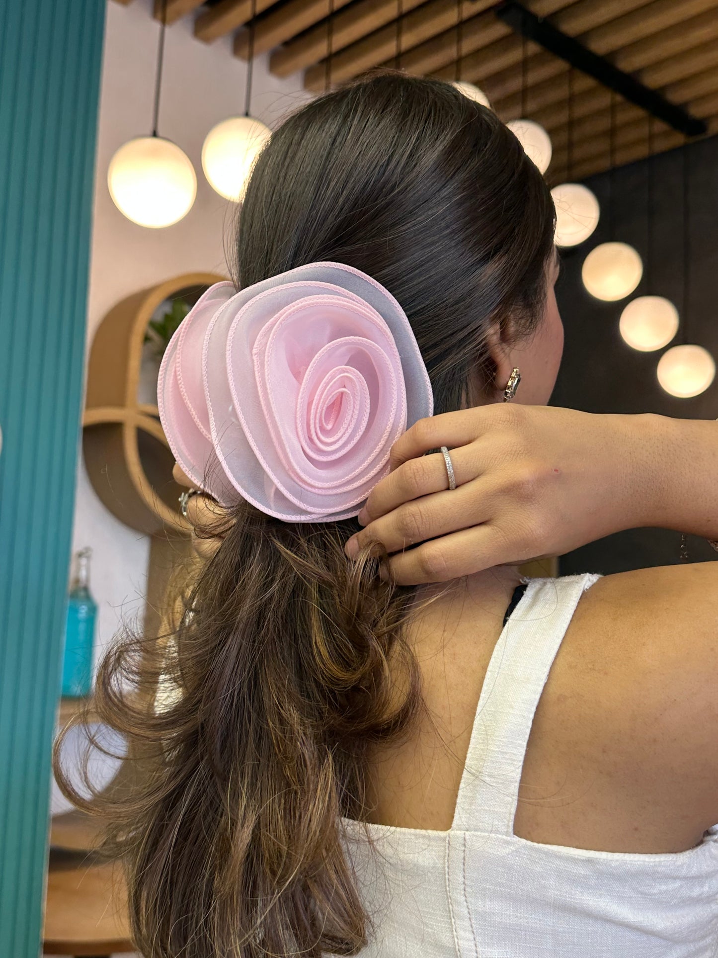 Roselle Blue & Pink - Flower Hair Claw Clip