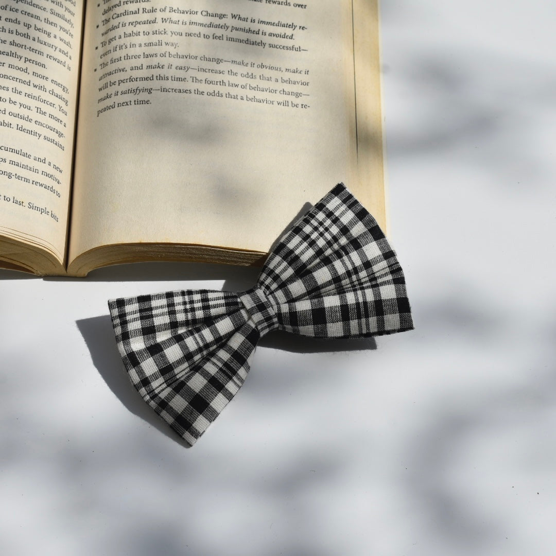 Grey check - Sleek Classic hair Bow