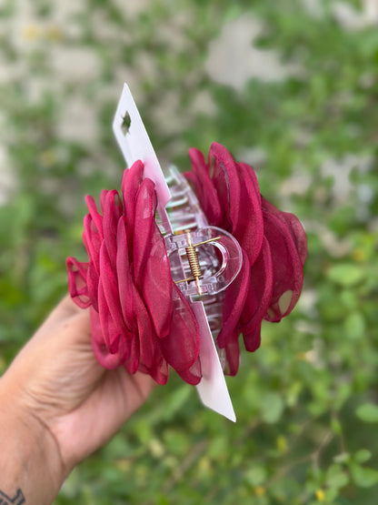 Rosa Maroon  - Flower Hair Claw Clip
