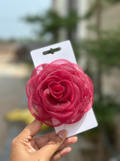 Rosa Maroon  - Flower Hair Claw Clip