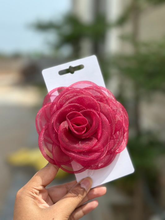 Rosa Maroon  - Flower Hair Claw Clip