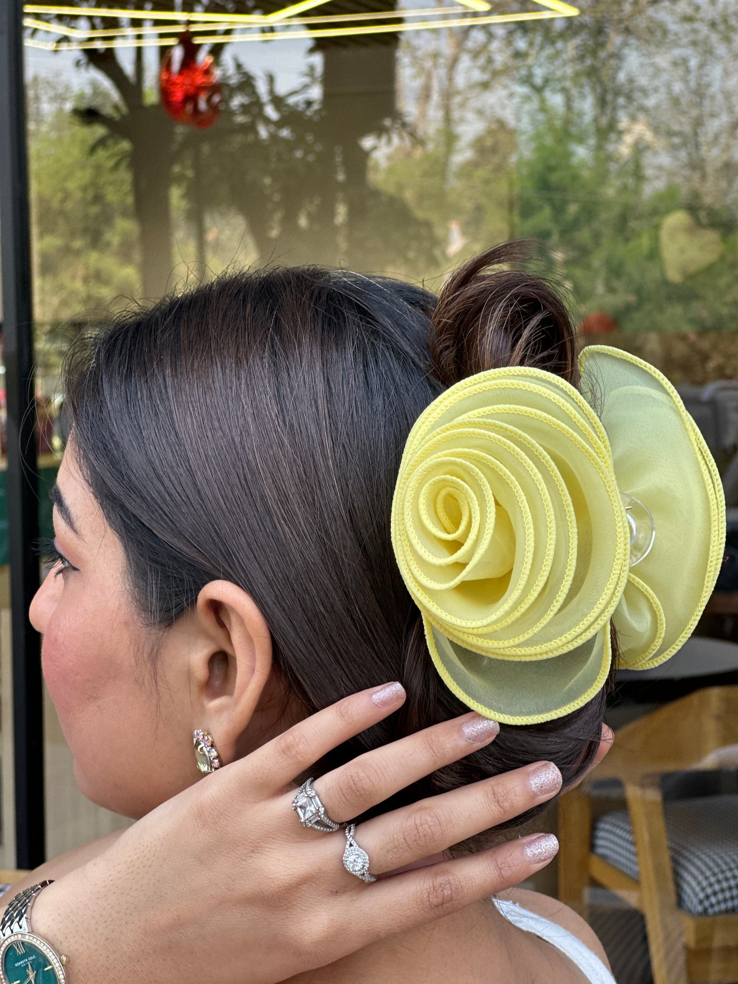 Roselle Lilac, Butter Yellow , Mauve - Flower Hair Claw Clip