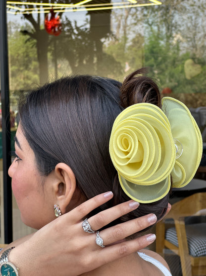 Roselle Lilac, Butter Yellow , Mauve - Flower Hair Claw Clip