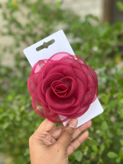 Rosa Maroon  - Flower Hair Claw Clip