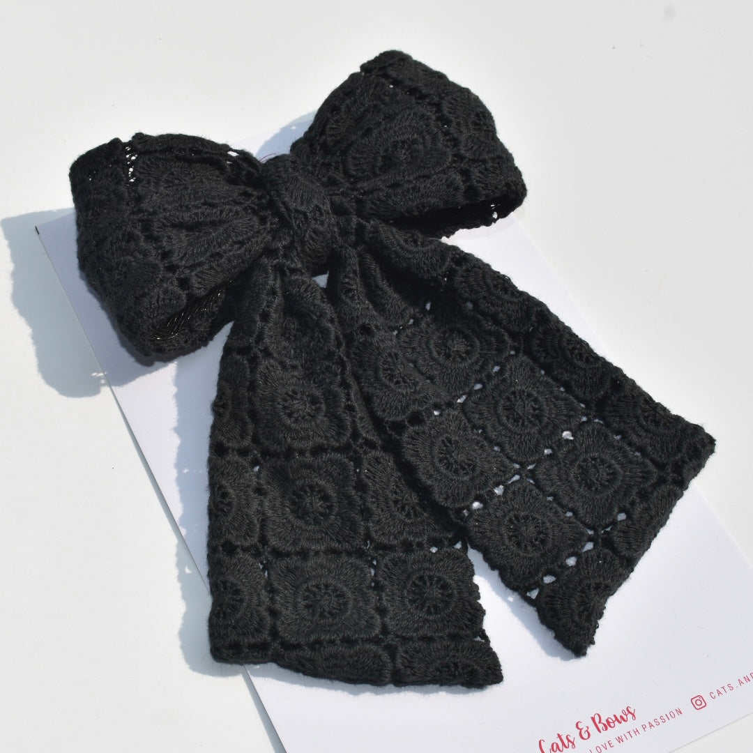 Lacely  Black - Midi Tail Hair Bow