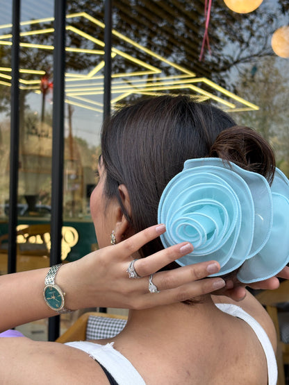 Roselle Blue & Pink - Flower Hair Claw Clip