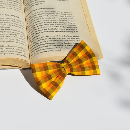 Yellow check - Sleek Classic hair Bow