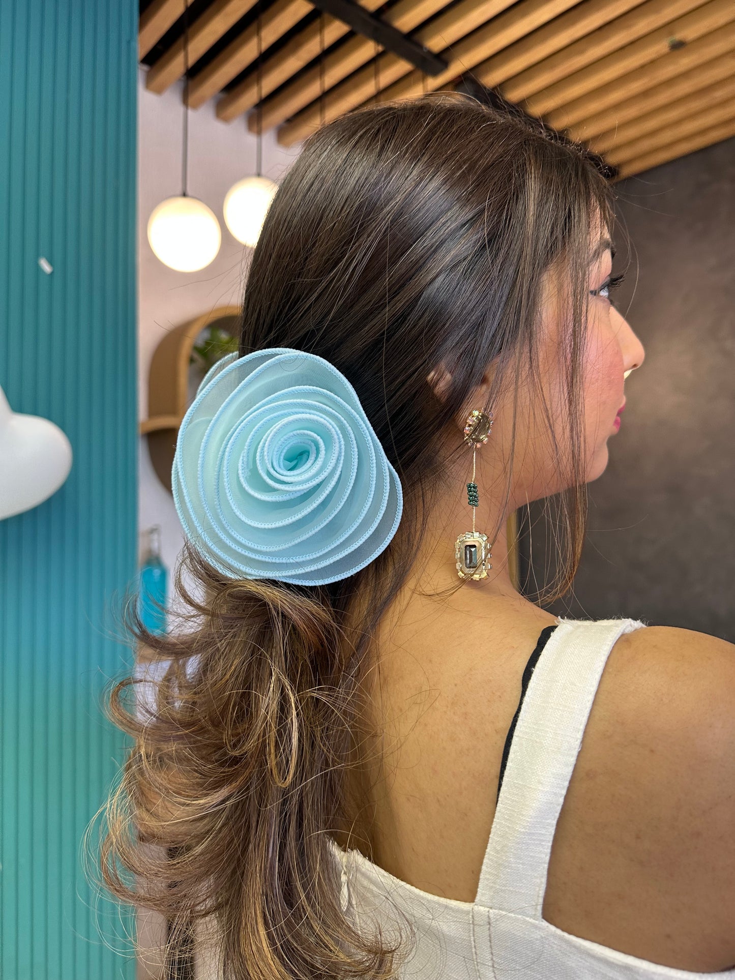 Roselle Blue & Pink - Flower Hair Claw Clip