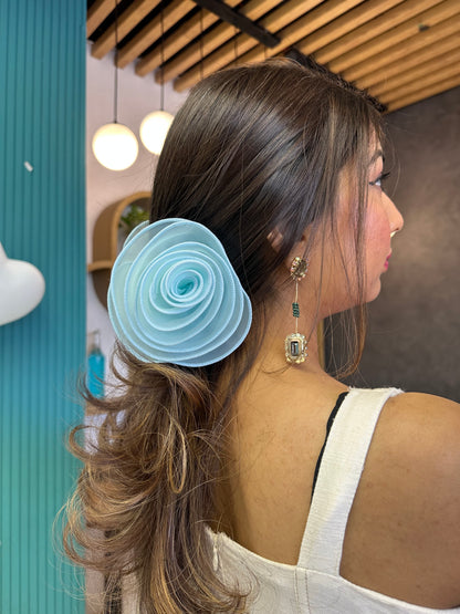 Roselle Blue & Pink - Flower Hair Claw Clip