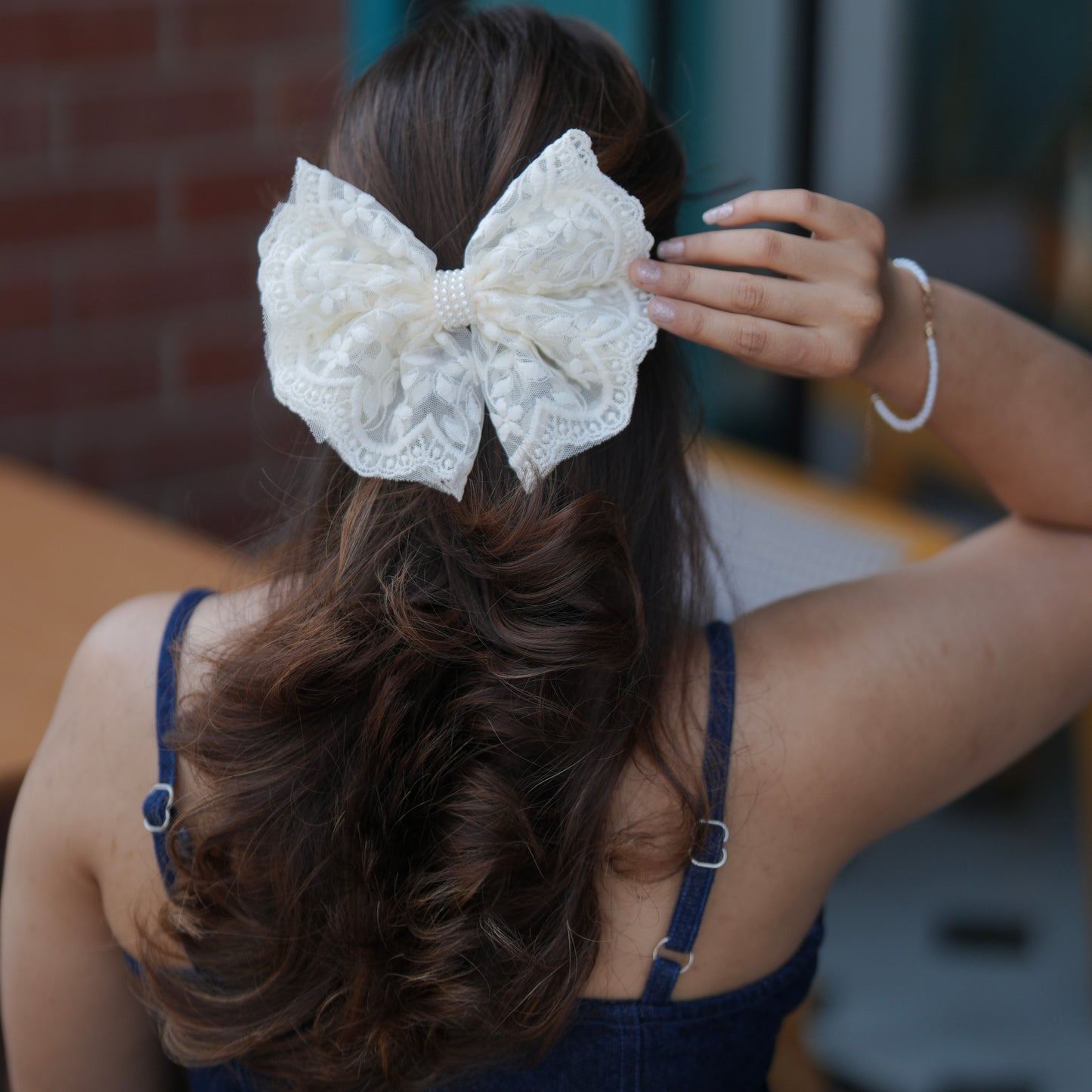 Pearl Lace Bow - Ivory