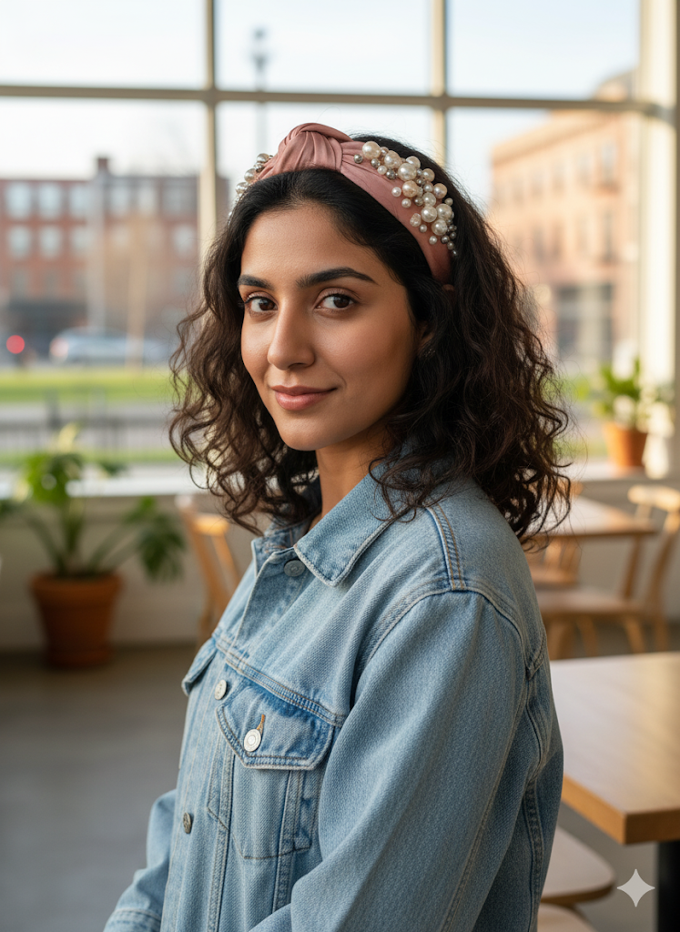 Satin Knot Headband with Pearl Embellishments