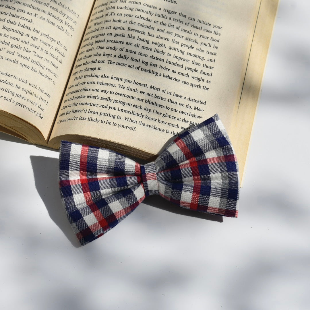 Blue white check - Sleek Classic hair Bow