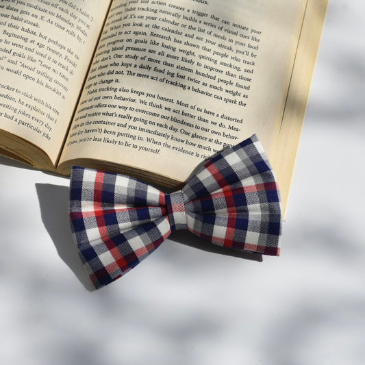 Blue white check - Sleek Classic hair Bow