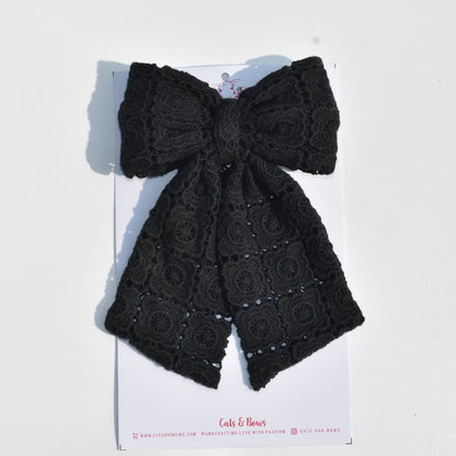 Lacely  Black - Midi Tail Hair Bow