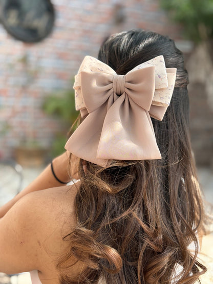 Floral Shorty Parisian bow - Beige