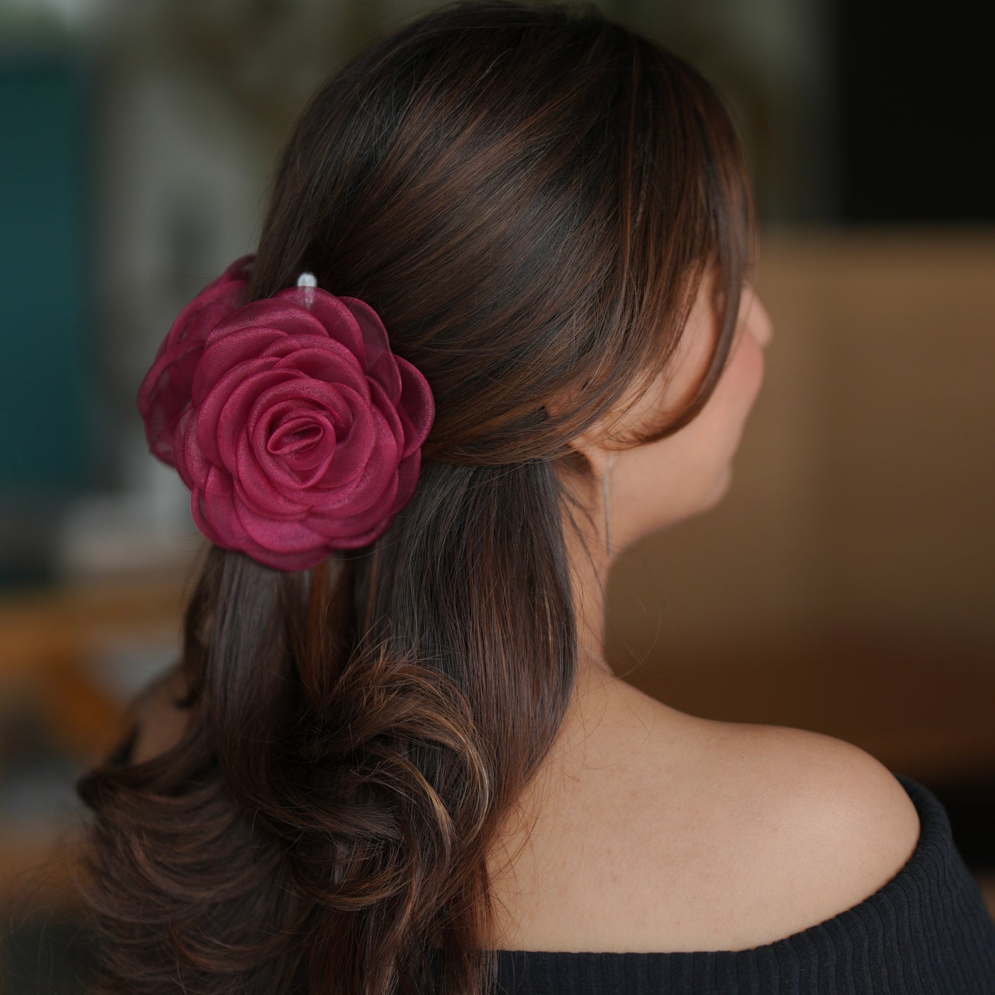 Rosa Maroon  - Flower Hair Claw Clip