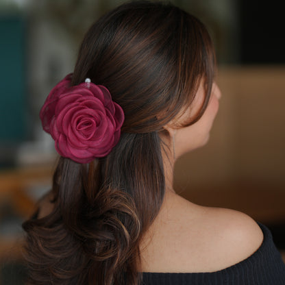 Rosa Maroon  - Flower Hair Claw Clip