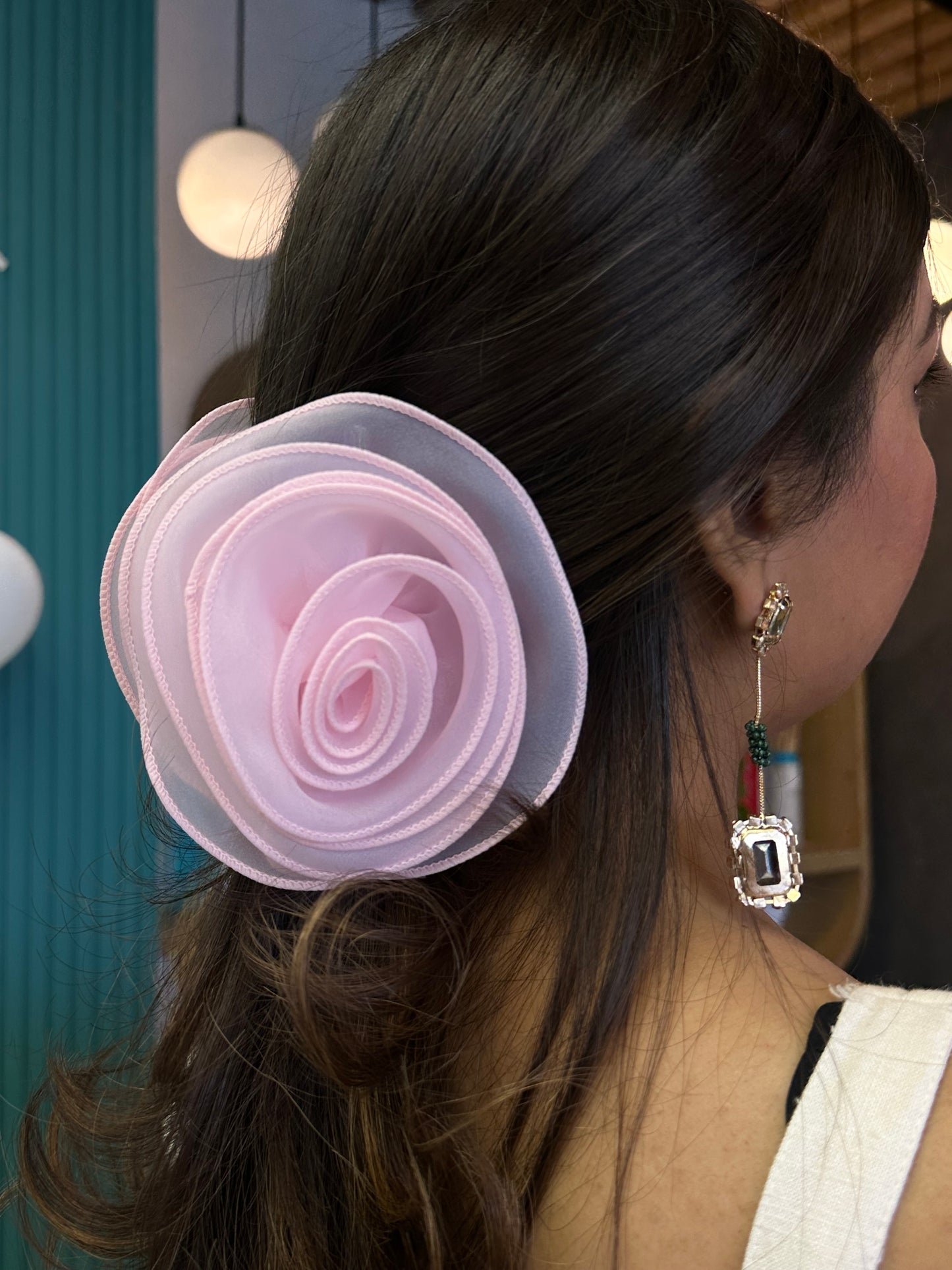 Roselle Blue & Pink - Flower Hair Claw Clip