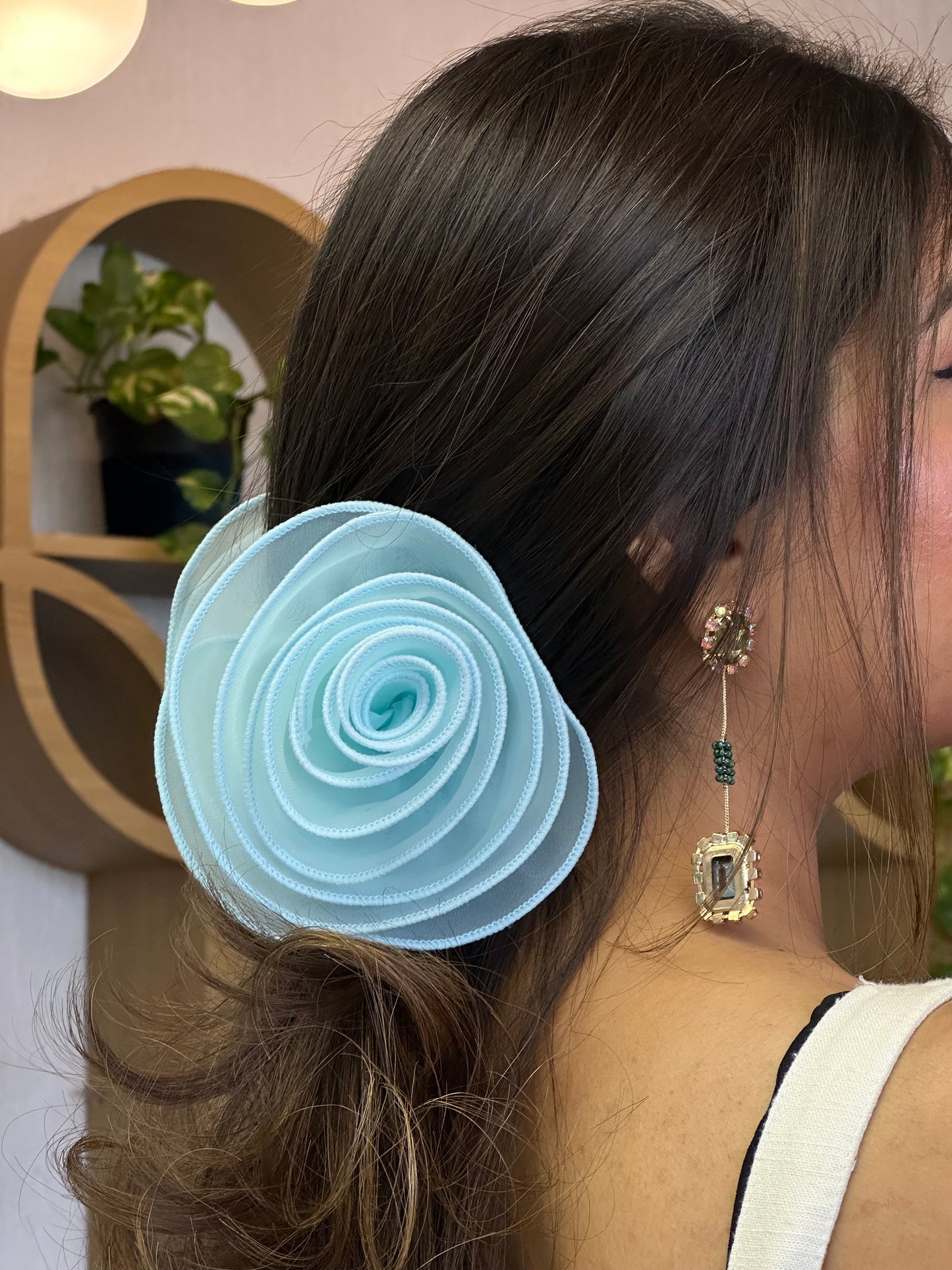 Roselle Blue & Pink - Flower Hair Claw Clip