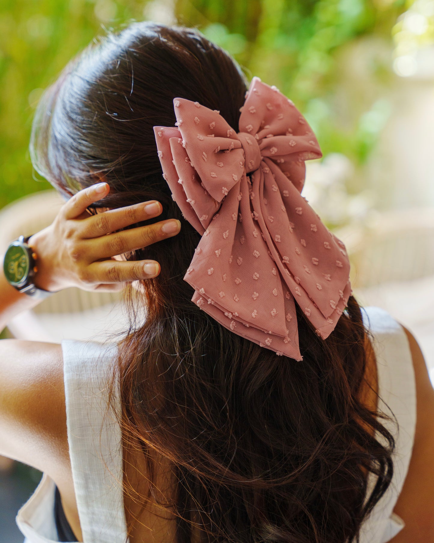 Flocked Dott - Onion Pink Parisian Bow