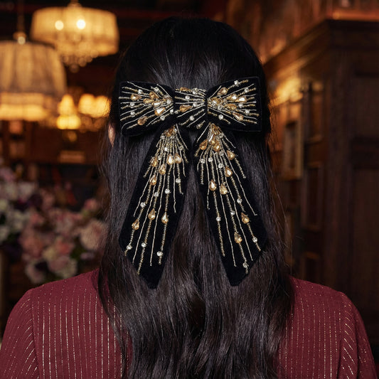 Starry Night Embellished Bow Barrette